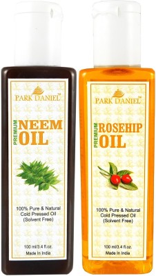 PARK DANIEL Premium Rosehip oil and Neem oil combo of 2 bottles of 100 ml (200ml) Hair Oil(200 ml)