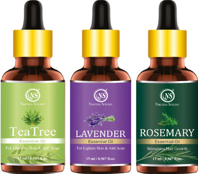 Nuerma Science Rosemary Essential Oil, Lavender Essential Oil & Tea Tree Oil 15 ML Each(45 ml)