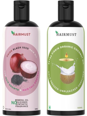 HAIRMUST Advanced Onion Oil & Coconut Oil -Moisturizing | For Skin, Hair Care, Eyelashes Hair Oil(200 ml)
