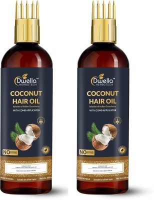 DWELLA HERBOTECH Coconut Hair Oil - For Anti-Dandruff , Hair Softening & Silkening - Pack of 2 Hair Oil(400 ml)