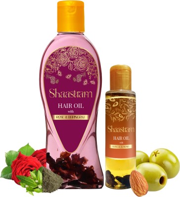 Shaastram Rose Bhringraj & Olive Almond Combo with Real Ayurvedic Herbs Extract Herbal Hair Oil(280 ml)