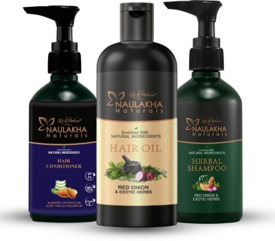 LE NATURA Naulakha Naturals Herbal Shampoo + Aloe vera Hair Conditioner + Onion  Hair Oil(900 ml)