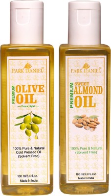 PARK DANIEL Extra Light Olive Oil and Sweet Almond oil Combo of 2 No.100 ml Bottles(200 ml) Hair Oil(200 ml)