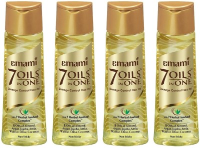 EMAMI 7 Oils in One Non Sticky Hair Oil - 100ml (Pack Of 4) Hair Oil(400 ml)