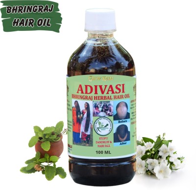 Growkesh Adivasi Bhringraj Herbal Hair Oil for trengthens Roots, Promotes Growth Hair Oil(100 ml)