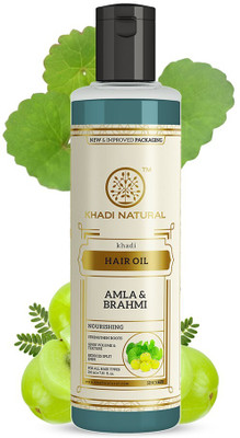 KHADI NATURAL Amla & Brahmi Hair Oil for Strengthen Roots, Gives Volume & Texture. Hair Oil(210 ml)