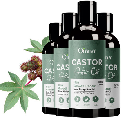 Qiana Castor Hair Oil – Multi-Use Hair & Scalp Oil - Pack of 4 Hair Oil(100 ml)