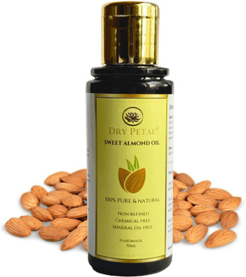 DRY PETAL Cold Pressed Sweet Almond Oil | Pure & Natural | For Hair & Skin Care – 50ml Hair Oil(50 ml)