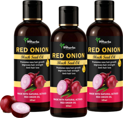 The 99 Herbs Company 99Herbs Red Onion Hair Oil 60ml (Pack of 3) for Hair Growth & Hair Fall Control Hair Oil(60 ml)