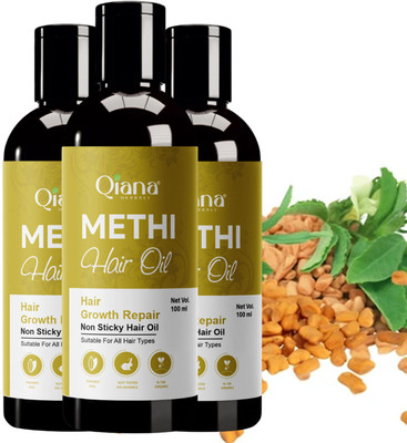 Qiana Methi Hair Oil – Nourishes Roots for Stronger Hair - Pack of 3 Hair Oil(100 ml)