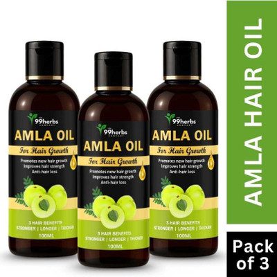 The 99 Herbs Company 99Herbs Amla Hair Oil 100ml Pack of 3 | Herbal Hair Growth & Anti Hair Fall Oil Hair Oil(100 g)