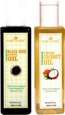 PARK DANIEL Organic Coconut oil and Black seed oil(Kalonji) combo pack of 2 bottles of 100 ml(200 ml) Hair Oil(200 ml)