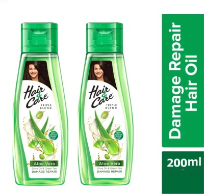 HAIR & CARE Damage Repair Non-Sticky Hair Oil with Aloe Vera Green Oil 2x200Ml Pack Of 2 Hair Oil(400 ml)