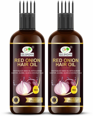 GULBADAN Onion Hair Oil With Black Seed Oil Extracts - Controls Hair Fall - Pack of 2 Hair Oil(100 ml)