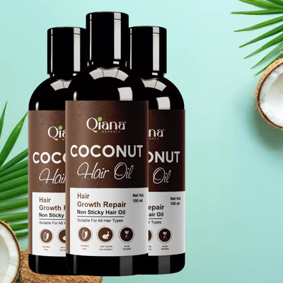 Qiana Coconut Hair Oil – Deep Nourishment for Hair - Pack of 3 Hair Oil(100 ml)