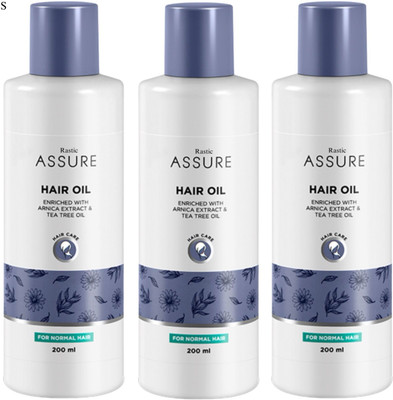 Rastic Assure Hair Oil enriched with Arnica Extract & Tea Tree oil Hair Oil Pack of 3 Lid-25 Hair Oil(600 ml)