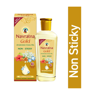 Navratna Gold Ayurvedic Oil|Non Sticky & Non Greasy|With Almonds & 9 Herbs. Hair Oil(300 ml)