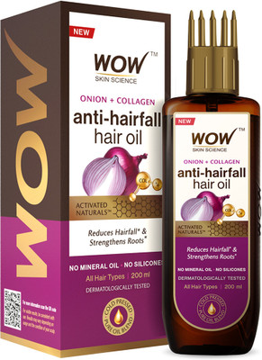 WOW SKIN SCIENCE Onion Oil - Black Seed Onion Hair Oil - WITH COMB APPLICATOR - Controls Hair Fall - NO Mineral Oil, Silicones, Cooking Oil & Synthetic Fragrance - 200 ml Hair Oil(200 ml)