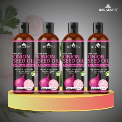 Bon Austin Premium Onion Seed Herbal Hair Oil For Hair Growth and Controls Hair Fall Combo Pack Of 4 Bottle of 100 ml(400ml) Hair Oil(400 ml)