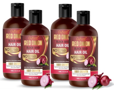 GYBest Onion Hair Oil for Hair Growth and Hair Fall Control With Black Seed Pack of 4 Hair Oil(400 ml)
