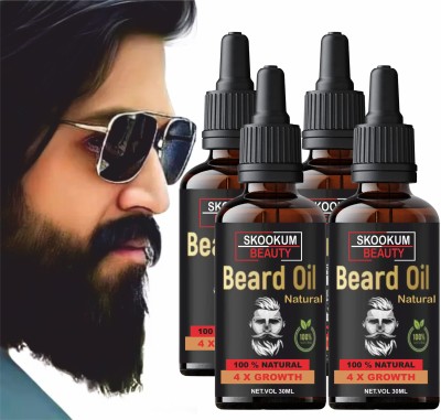 SKOOKUM 4x Supreme Quality Beard Growth Oil With Advanced Formula Based  Hair Oil(120 ml)