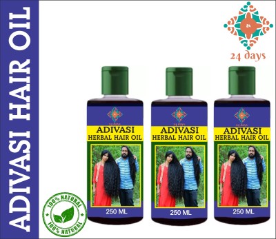 24 DAYS Adivasi Herbal Premium quality hair oil for hair Regrowth 750_ML Hair Oil(750 ml)