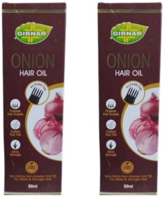 Girnar ONION NON-STICKY NON-GREASY HAIR OIL FOR SILKIER AND STRONGER HAIR OIL 2X180ML Hair Oil(360 ml)