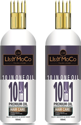 LISSYMOCO 10 in 1 Hail Oil for Deeply Nourishes Scalp 100 ML Each Pack of 2 Hair Oil(200 ml)