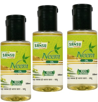 SANSU HEALTH CARE Neem Oil For Anti Dandruff And Hair Care 100ml*3 Hair Oil(300 ml)