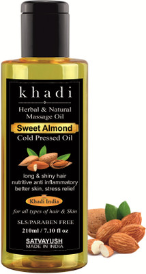 Satvayush Khadi Sweet Almond Oil Cold pressed Virgin Badam Tail for Skin & Hair Hair Oil(210 ml)