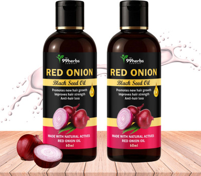 The 99 Herbs Company Onion Hair Oil 60ml (Pack of 2) for Hair Growth & Hair Fall Control Hair Oil(60 ml)
