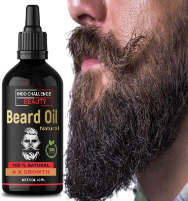 INDO CHALLENGE 4X Beard Growth Oil For Strengthens Beard ,and Gives a Fuller Look Hair Oil(30 ml)