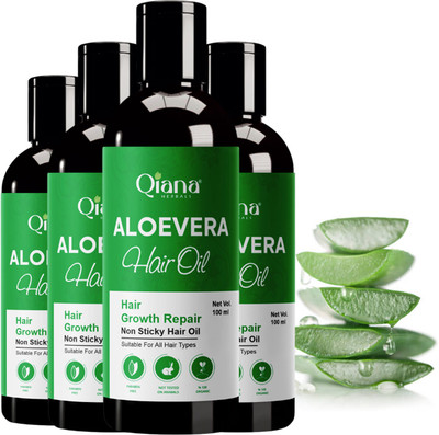 Qiana Aloe Vera Hair Oil – Cooling Oil for Hair & Scalp - Pack of 4 Hair Oil(100 ml)