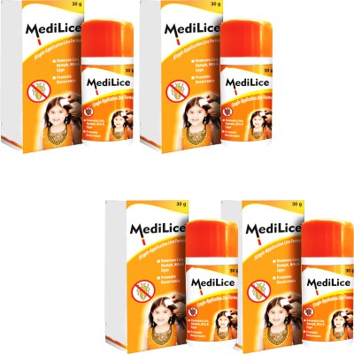 MOSKLIN MEDILICE ANTI LICE HAIR WASH FOR SCALP CLEANSING & LICE CLEAR PACK OF - 30ml x 4 Hair Oil(120 ml)