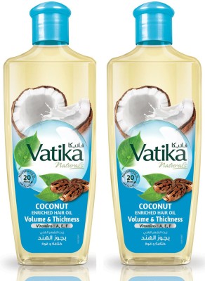 VATIKA Coconut Enriched For Volume & Thickness Hair Oil Pack of 2( EACH 200 ML) Hair Oil(400 ml)