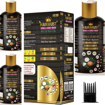 HAIRMUST HAIR OIL Bringha Onion for Hair Growth and Hair Fall Control 200 ml(Pack of 3) Hair Oil(0.6 L)