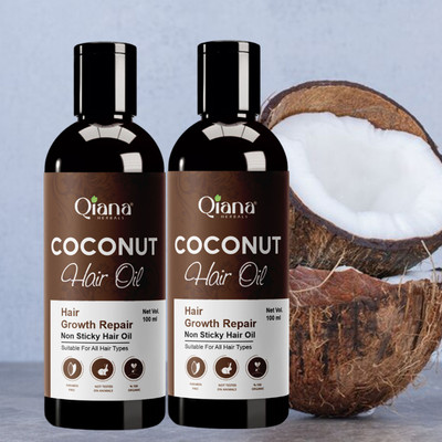 Qiana Coconut Hair Oil – Glossy Shine with Every Use - Pack of 2 Hair Oil(100 ml)