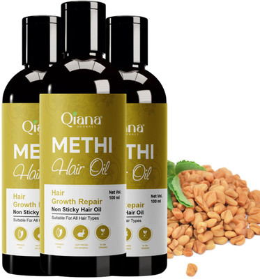 Qiana Methi Hair Oil – Promotes Thick, Lustrous Hair - Pack of 3 Hair Oil(100 ml)