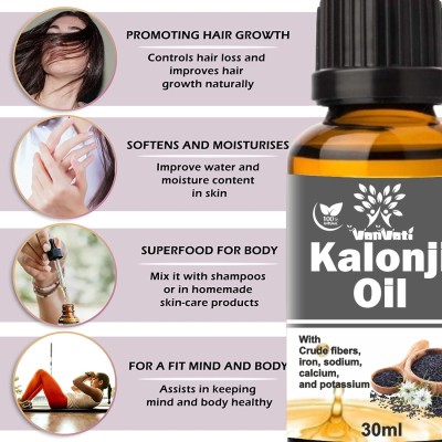 Vanvati Pure Kalonji Oil Cold Pressed Black Seed Oil For Hair, Skin & Wellness 120ml Am Hair Oil(120 ml)