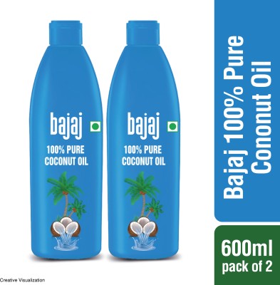 BAJAJ Coconut Oil 600ml Pack of 2 Hair Oil(1200 ml)