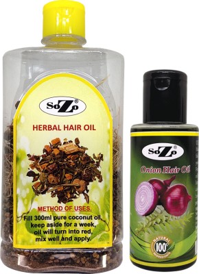 Sozo BSL Natural HERBAL HAIR OIL Mix for hair care & Onion Hair Oil( 100ml) for Strong And Healthy Hair Growth | Jadi buti/jadibutty for reducing Hair Fall, Dandruff Hair Oil(100 ml)