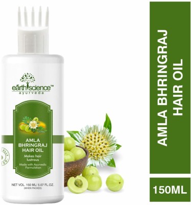 Earth Science Ayurveda Amla & Bhringraj Hair Oil for Anti Dandruff-No Mineral Oil, Silicones  Hair Oil(150 ml)