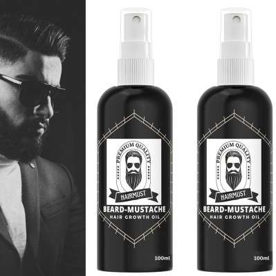 HAIRMUST Beard Game Strong: Premium Organic Beard Oil for Men(Spray Type)-Pack of 2 Hair Oil(100 ml)