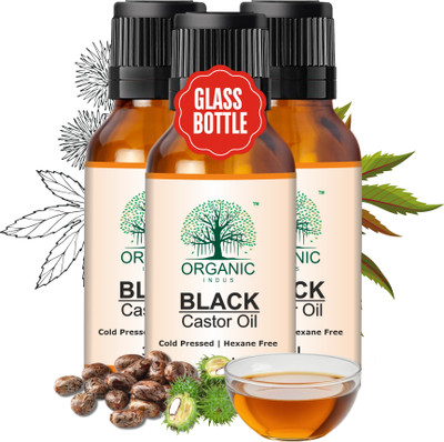 Organic Indus Black Castor Oil for Hair Growth, Skin, Brow & Eyelash Care | 5ml (Pack of 3) Hair Oil(15 ml)