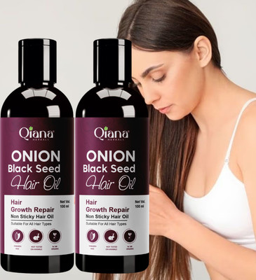 Qiana Hair Oil – Natural Shine & Volume with Onion, 100ml (Pack of 2) Hair Oil(100 ml)