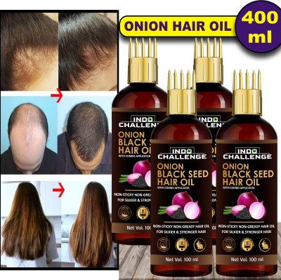 INDO CHALLENGE onion black seed oil Natural Hair Growth  Hair Oil(400 ml)