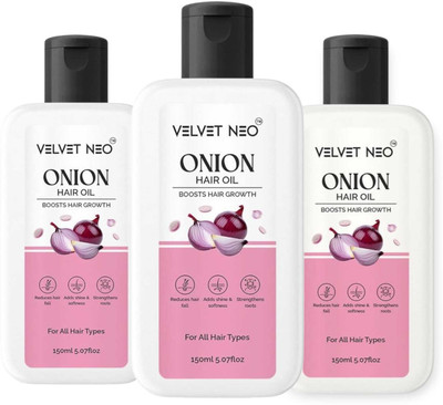VELVETNEO Velvet Neo Onion Hair Oil – Boosts Hair Growth & Reduces Hair Fall (Pack Of -3) Hair Oil(150 ml)