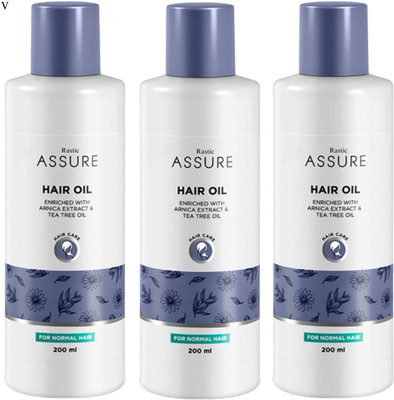 Rastic Assure Hair Oil enriched with Arnica Extract & Tea Tree oil Hair Oil Pack of 3 Lid-21 Hair Oil(600 ml)