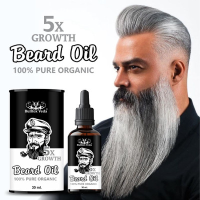 Bulltox Veda Beard Growth Oil-5X Nourishing Oils For Stronger, Fluffier & Shinier Beard Hair Oil(30 ml)