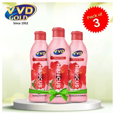 VVD Gold Hibiscus Black & Thick Hair Oil For Thick, Strong Hair, Pack of 3 Hair Oil(50 ml)